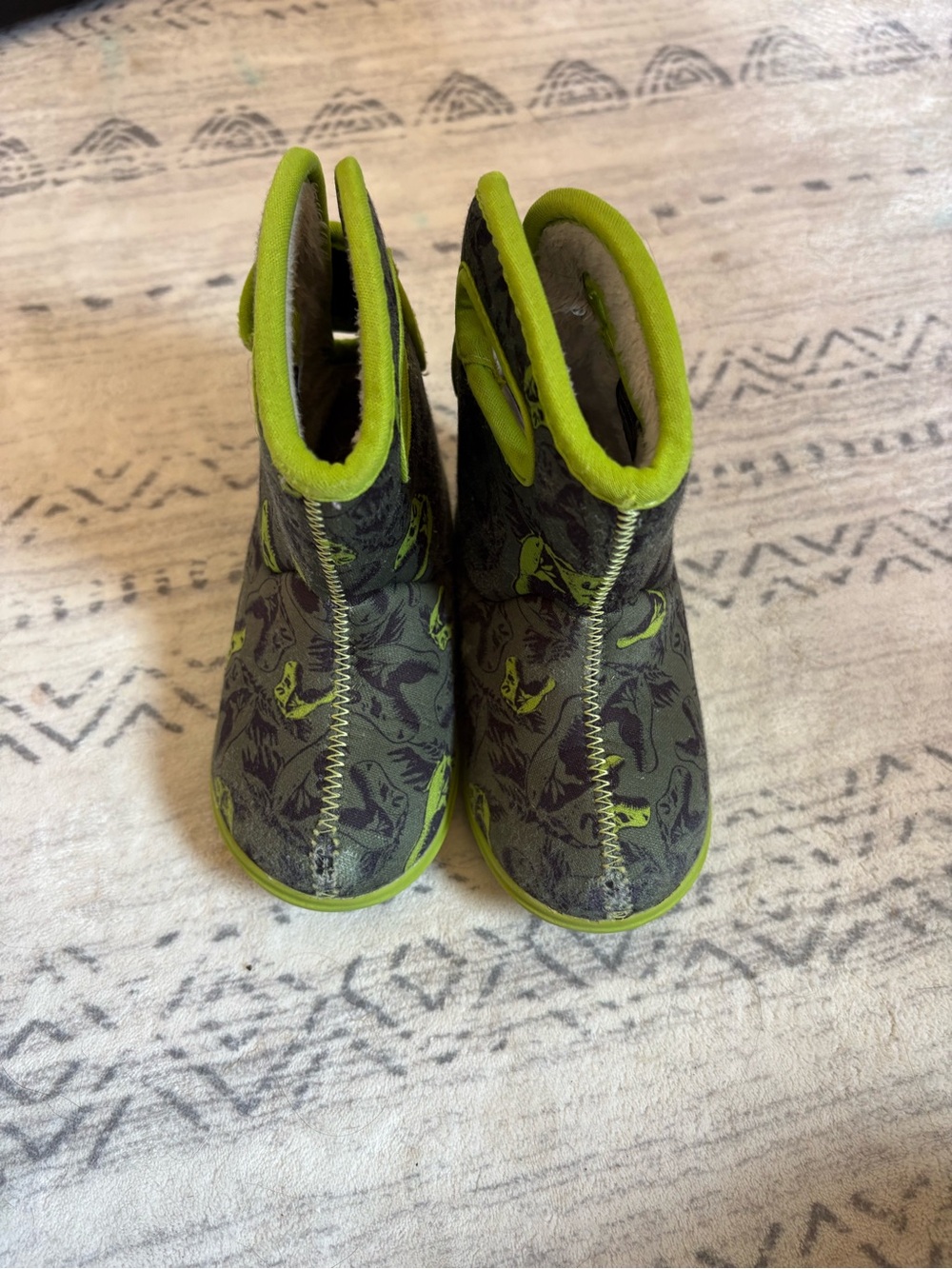 Bogs Kids Olive Green Dinosaur Rain Boots